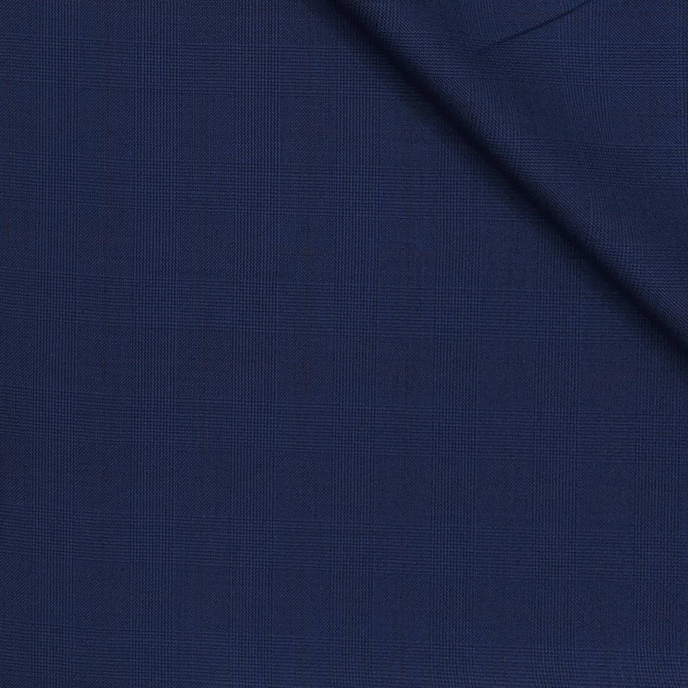 Trouser Fabric Canetti Italy Luxury 100s Wool Blended Mild Check Colour Cobalt Blue